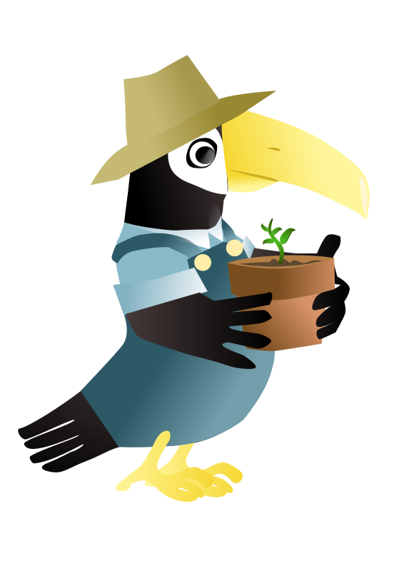 Gardening Toucan Cartoon Character