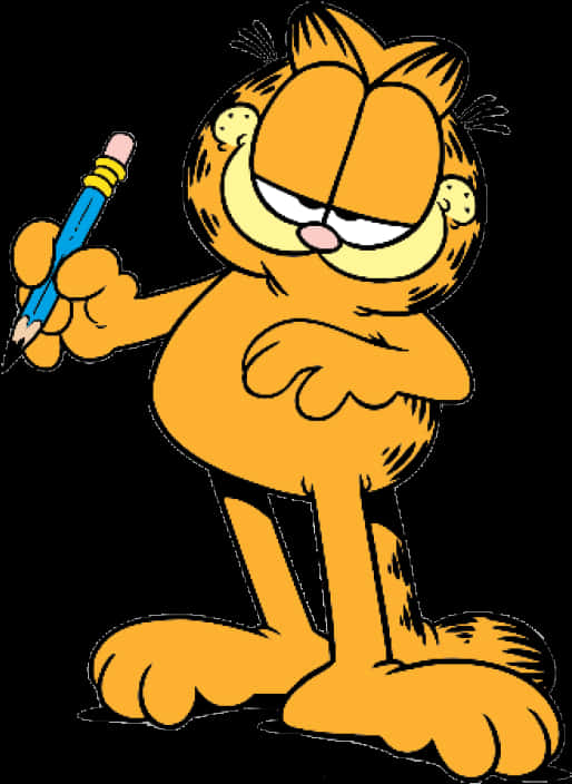 Garfield Holding Pencil Illustration