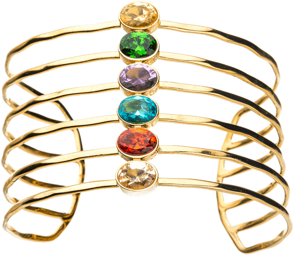 Gemstone Embellished Gold Cuff Bracelet