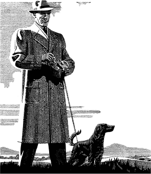 Gentlemanand Dog Vintage Illustration