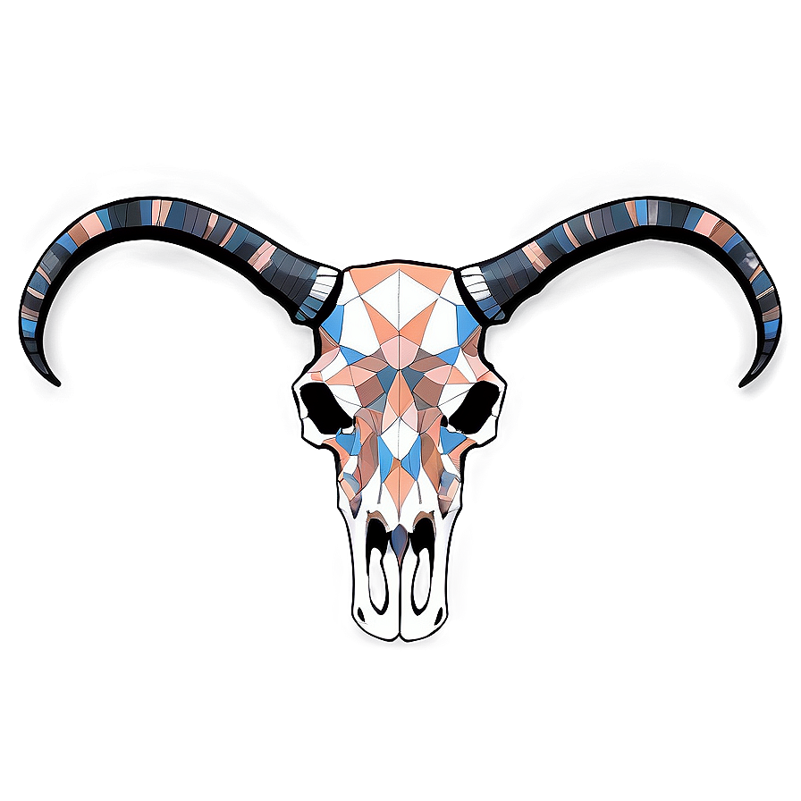 Geometric Longhorn Skull Pattern Png Xwv48