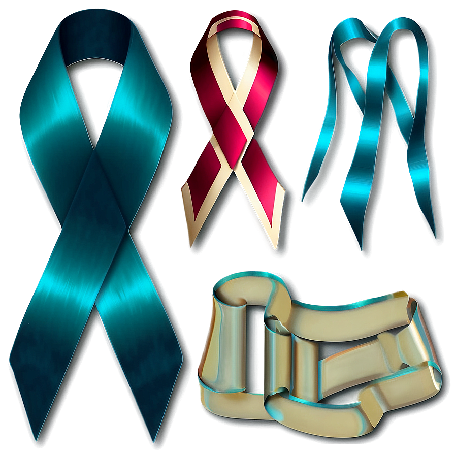 Geometric Teal Ribbon Icon Png Bah17