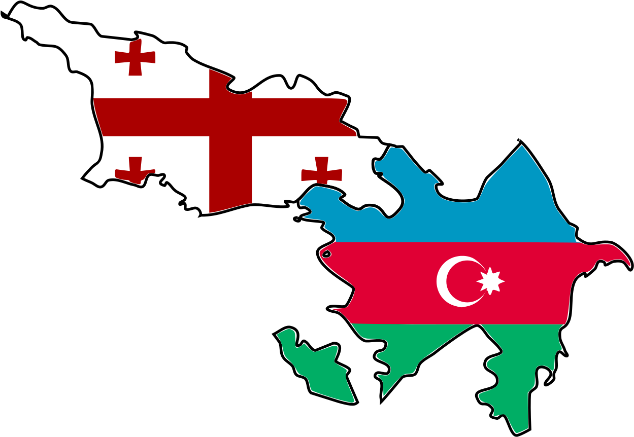 Georgiaand Azerbaijan Mapwith Flags