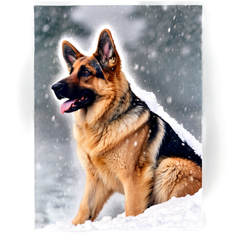 German Shepherd In Snowfall Png 06112024