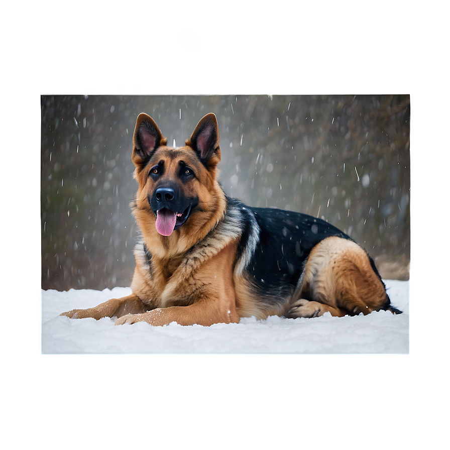 German Shepherd In Snowfall Png Ynw63