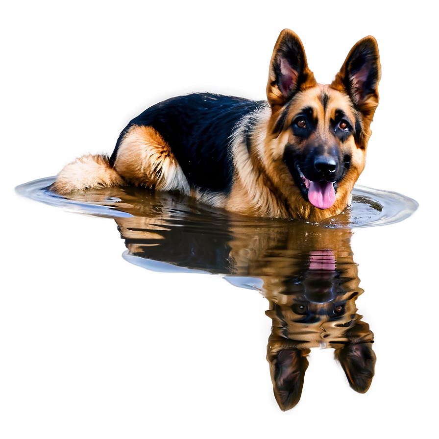 German Shepherd In Water Png 06112024