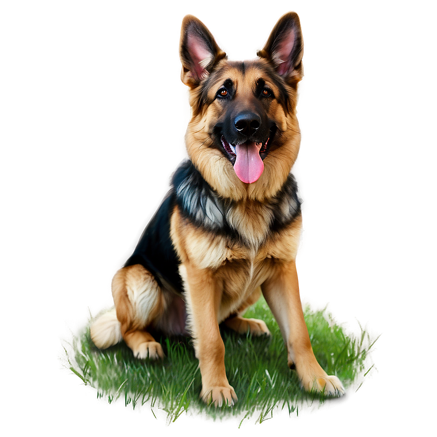 German Shepherd On Grass Png Cwc13