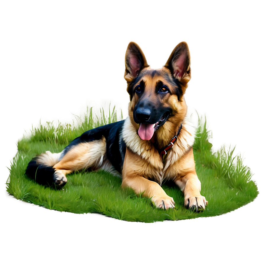 German Shepherd On Grass Png Oge