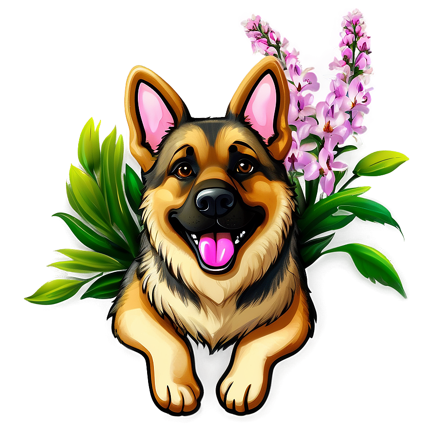 German Shepherd With Flowers Png 54