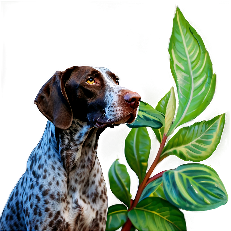 German Shorthaired Pointer With Leaves Png Nhj