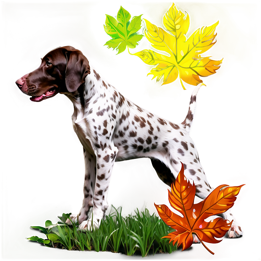 German Shorthaired Pointer With Leaves Png Syh