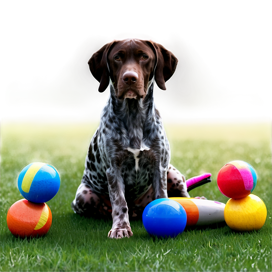 German Shorthaired Pointer With Toys Png Sha24