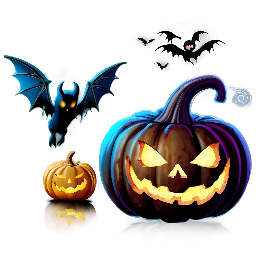 Ghostly Scary Pumpkin Scene Png Vij7