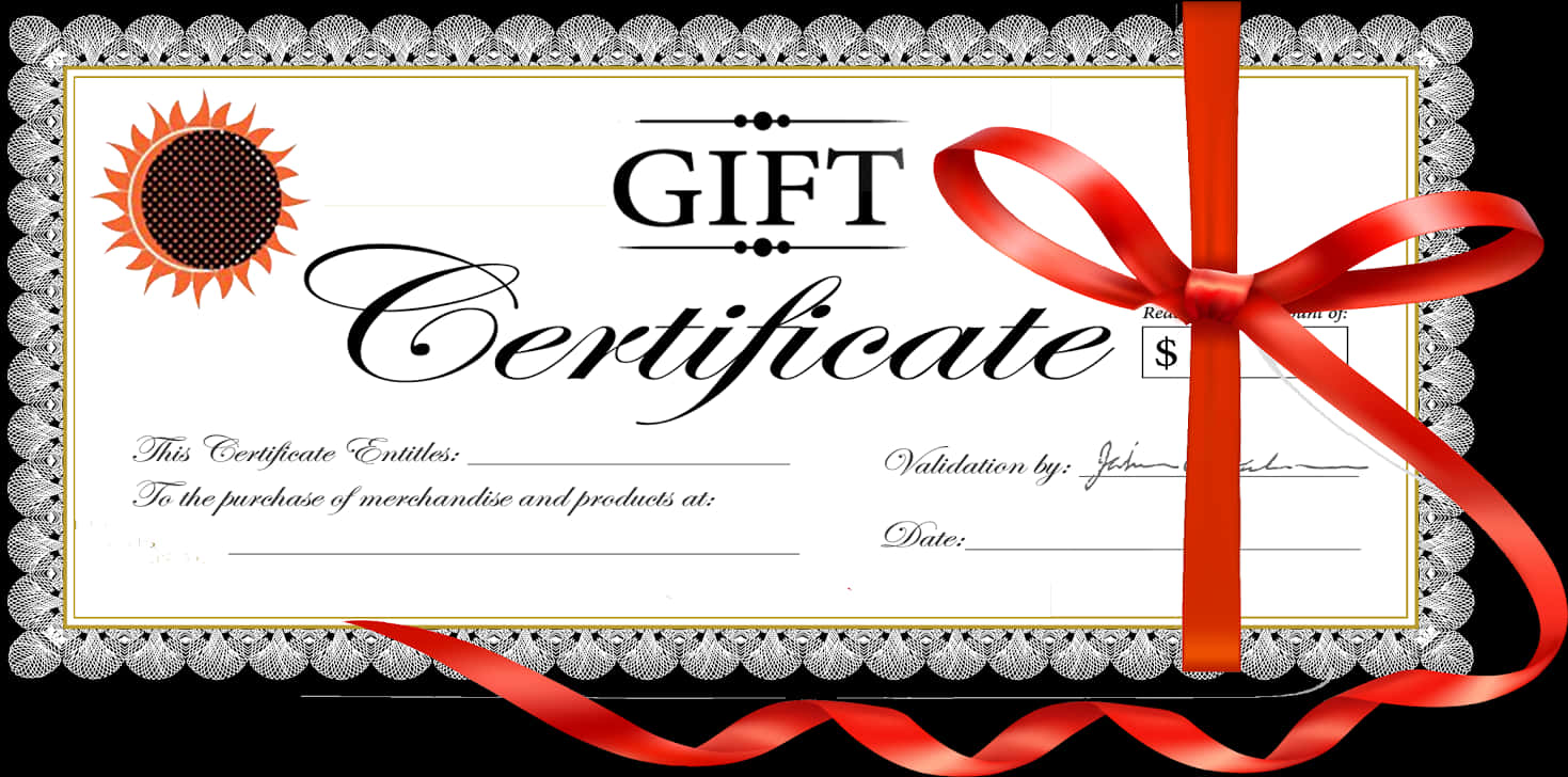 Gift Certificatewith Red Ribbon