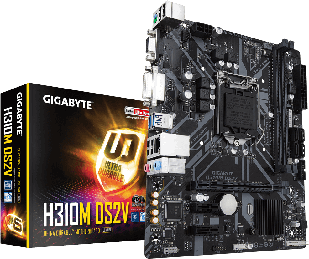 Gigabyte H310 M D S2 V Motherboard Packagingand Board