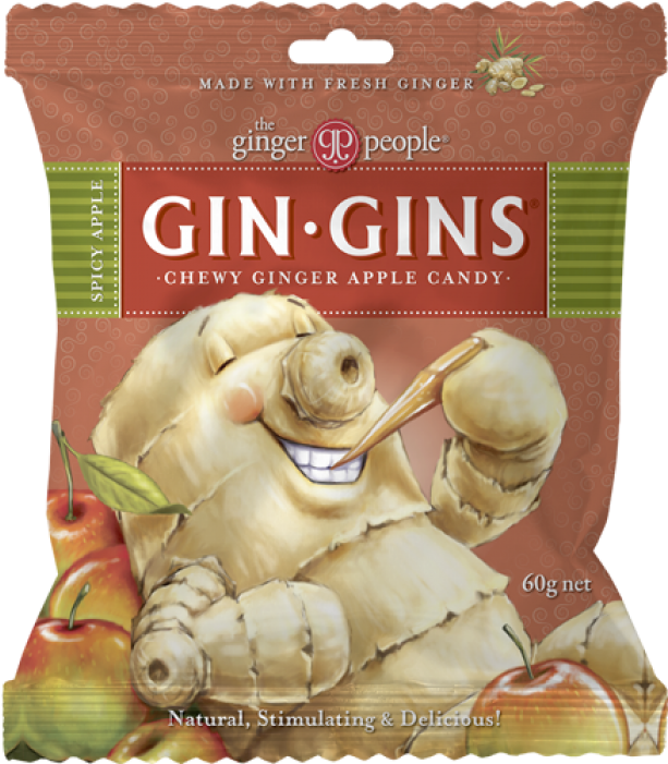 Gin Gins Chewy Ginger Apple Candy Package