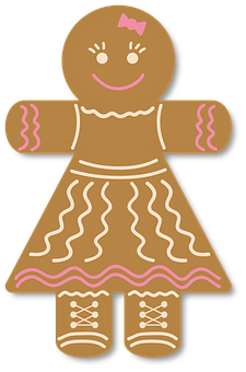 Gingerbread Girl Cookie Illustration