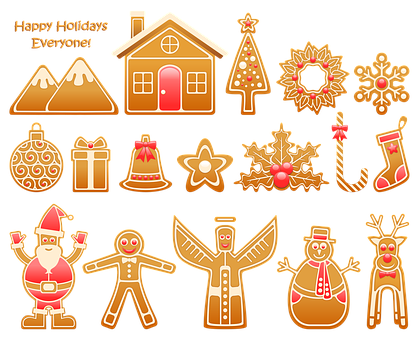 Gingerbread Holiday Icons Set