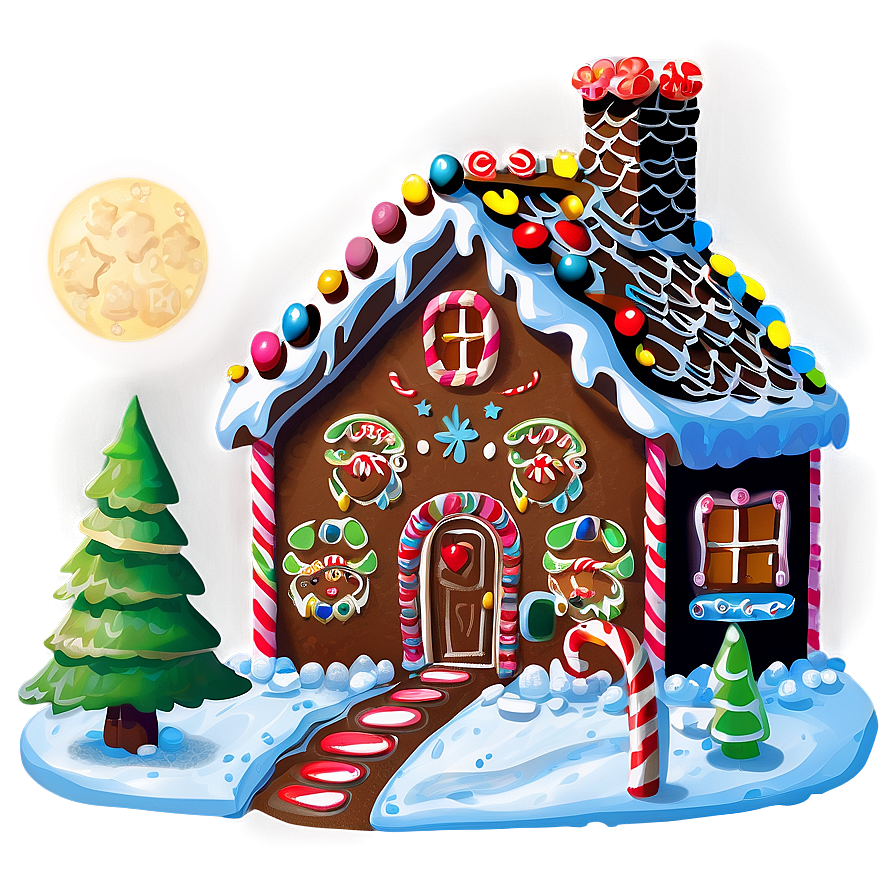 Gingerbread House Night Png 63