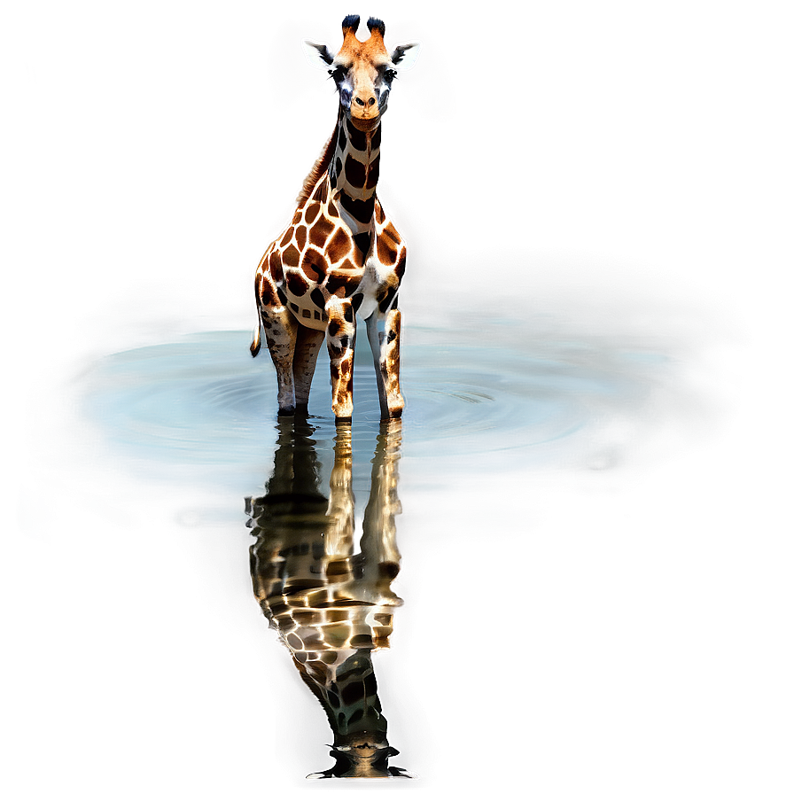 Giraffe Reflecting In Water Png 05062024