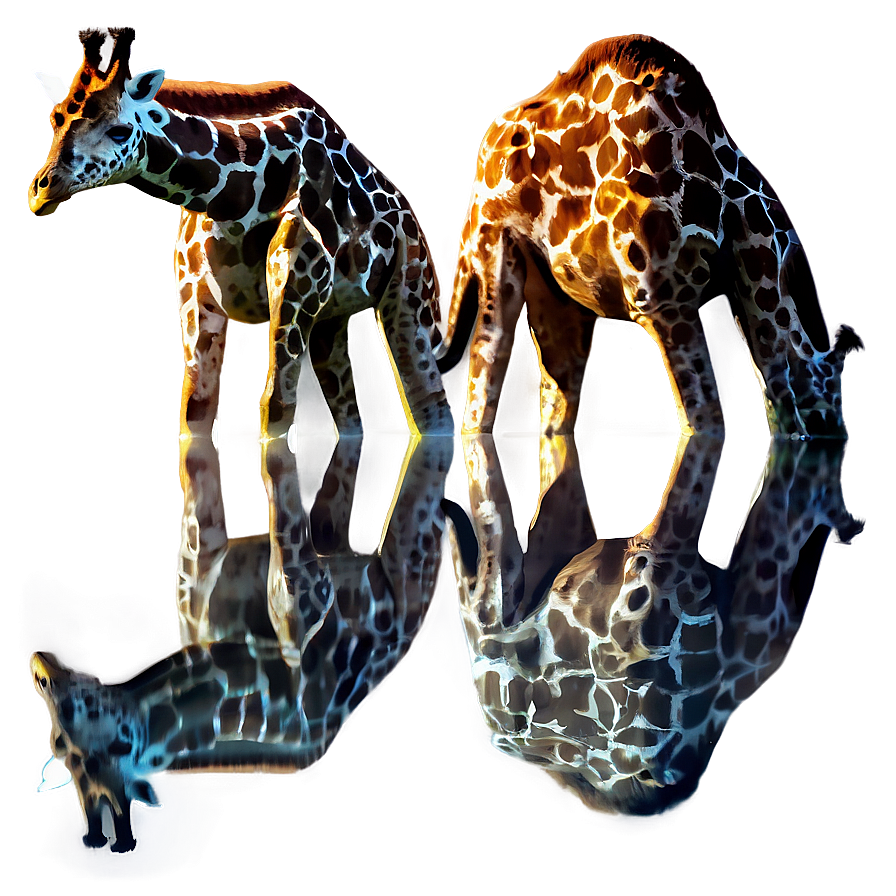 Giraffe Reflecting In Water Png Als65