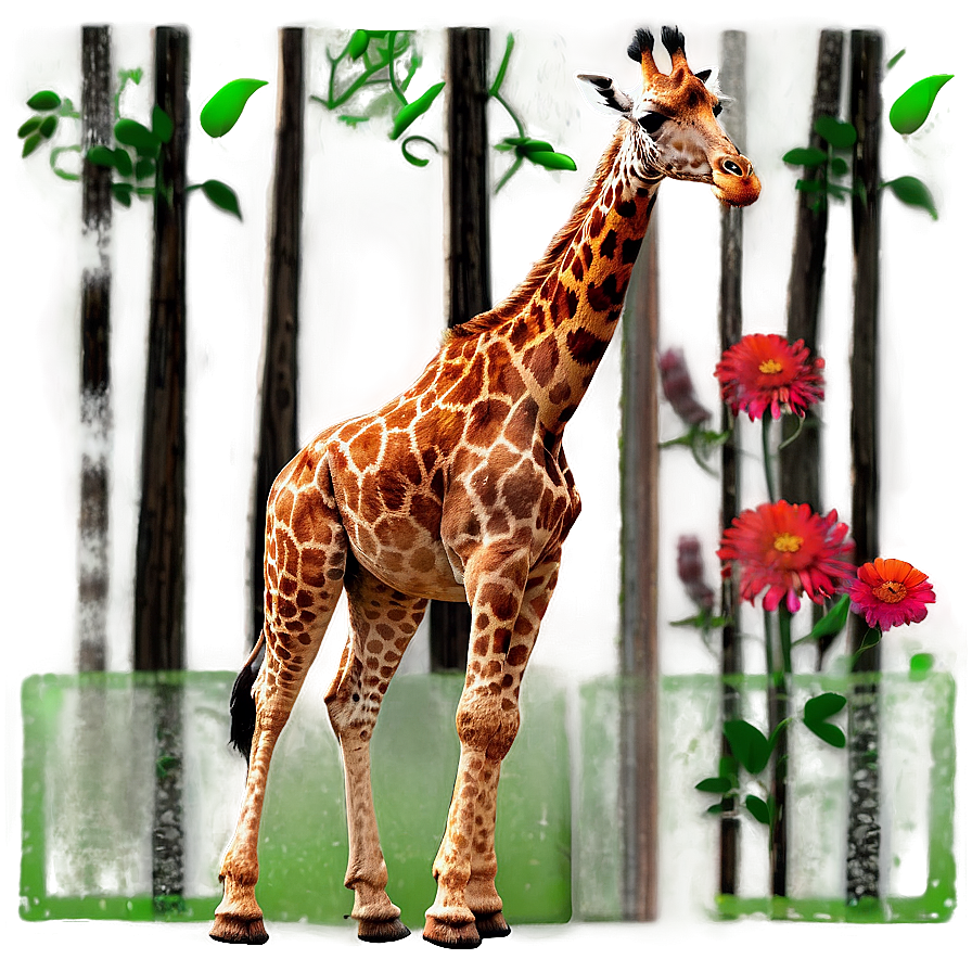 Giraffe Walking In Mist Png 05062024