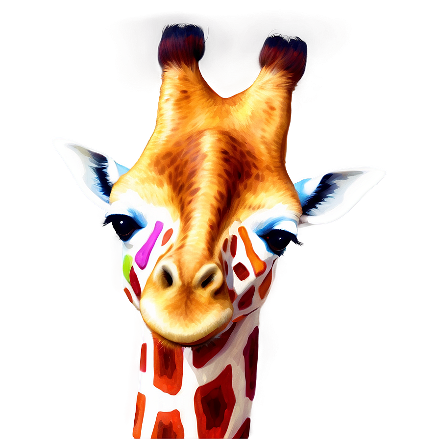 Giraffe With Colorful Spots Png Cvf62