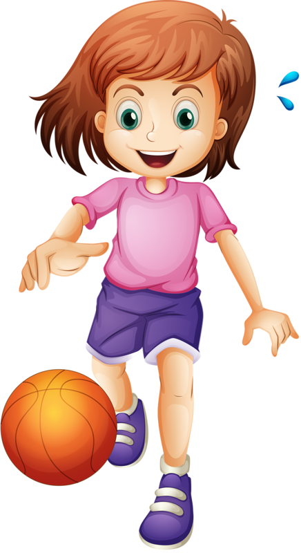 Girl Dribbling Basketball Clipart