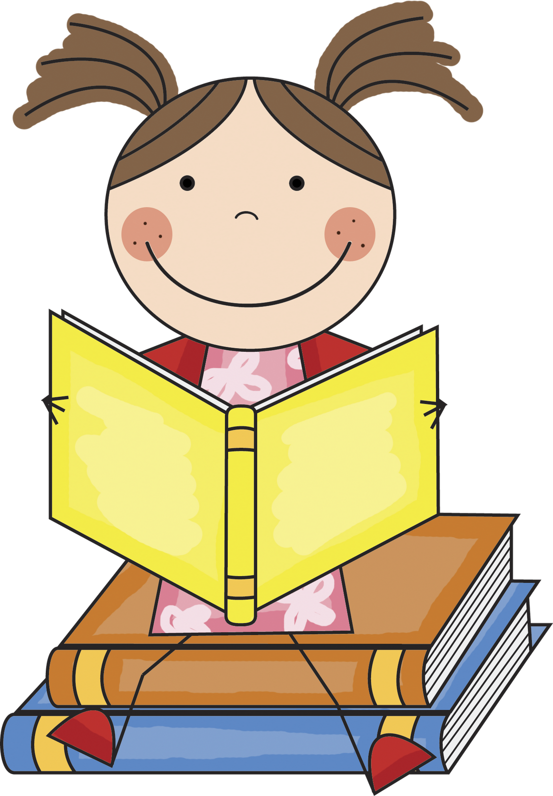 Girl Reading Book Cartoon