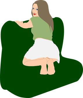 Girl Sitting On Green Graphic