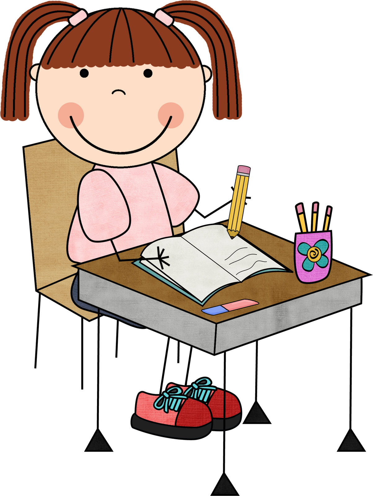 Girl Studying Cartoon