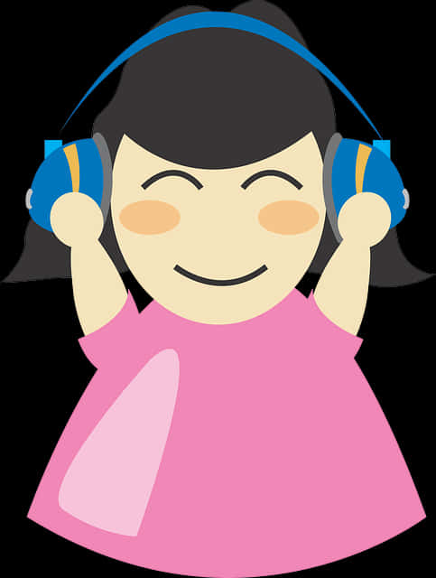 Girl With Headphones Cartoon