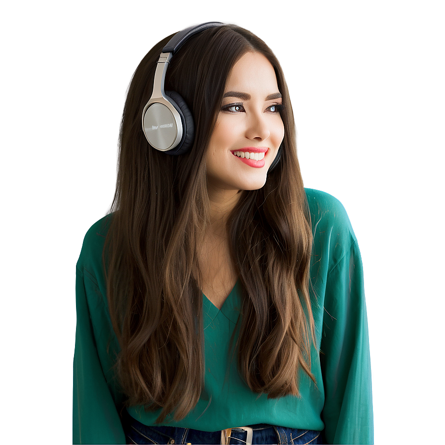 Girl With Headphones Png 06242024