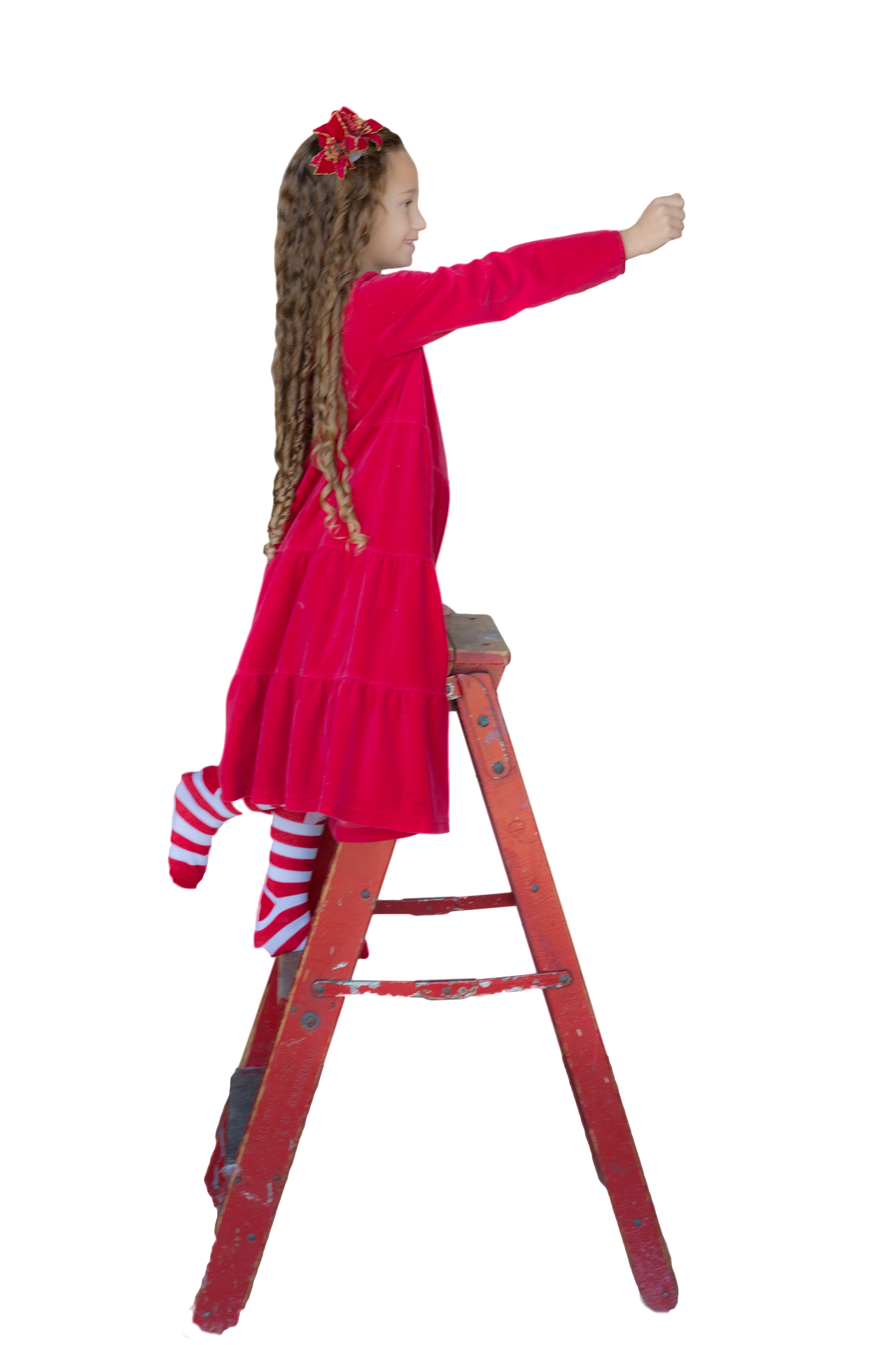 Girlin Red Christmas Dresson Ladder