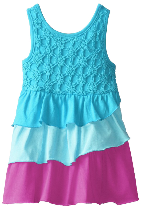 Girls Blue Pink Tiered Dress