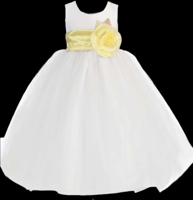 Girls White Yellow Flower Dress