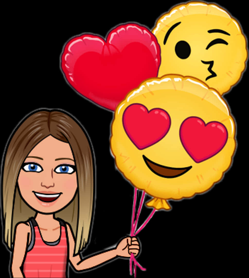 Girlwith Love Emoji Balloons