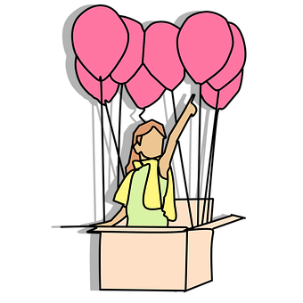 Girlwith Pink Balloons Vector