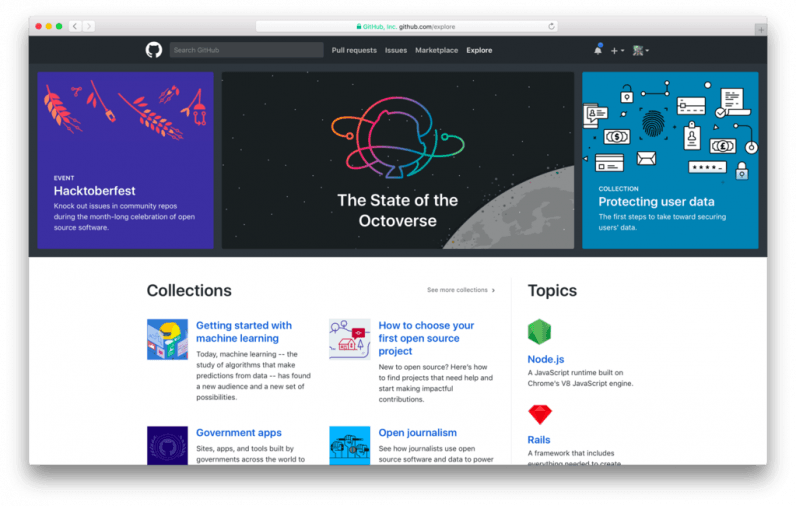 Git Hub Explore Page Screenshot