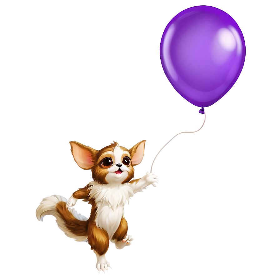 Gizmo Flying With Balloons Png Tcj11