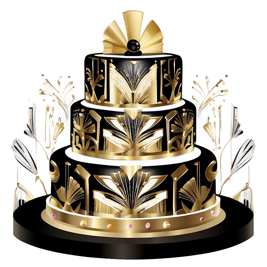 Glam Art Deco Wedding Cake Png 06122024