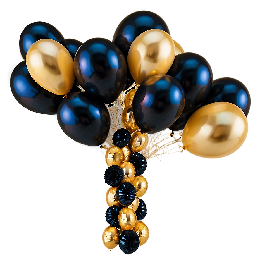 Glamorous Black Gold Balloon Decoration Png Meh87