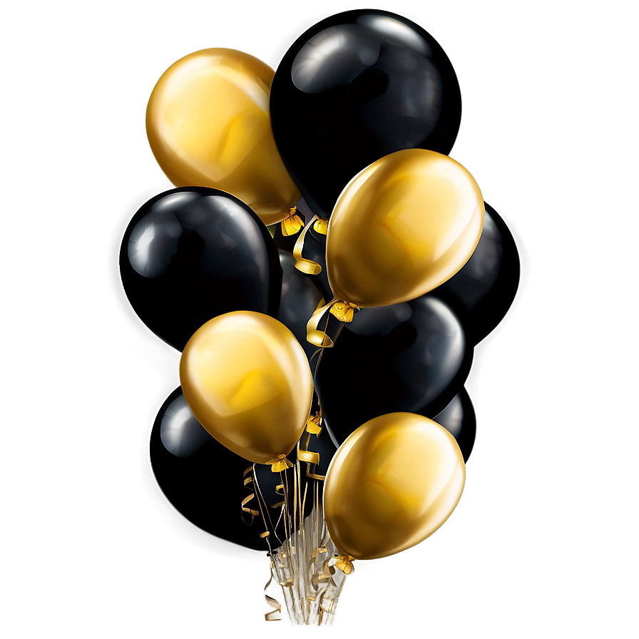 Glamorous Black Gold Balloon Decoration Png Xyu