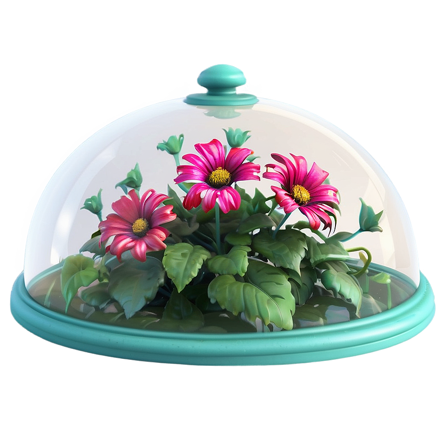 Glass Dome With Flowers Png 06282024