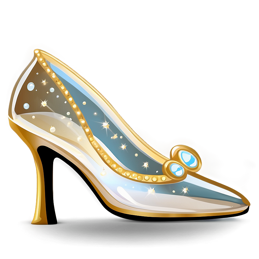 Glass Slipper With Golden Trim Png 06132024