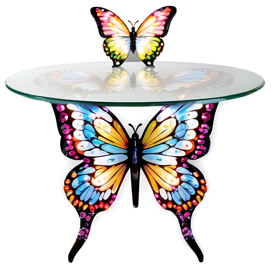 Glass Table With Butterfly Motif Png 06292024