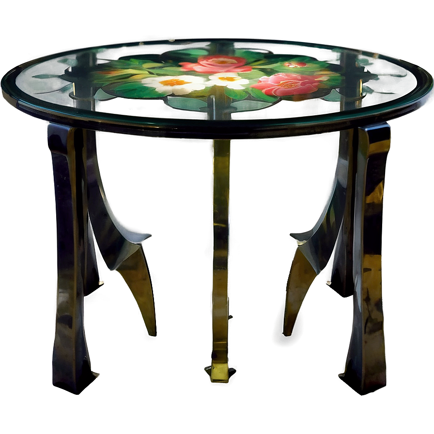 Glass Table With Floral Pattern Png 06292024