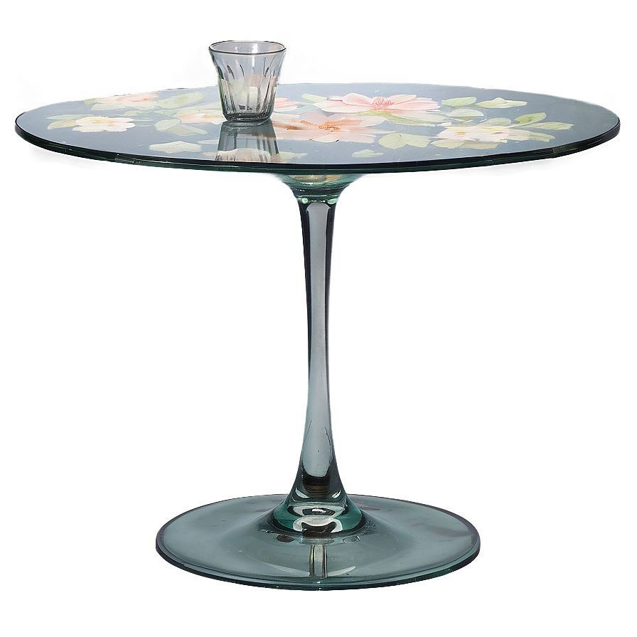 Glass Table With Floral Pattern Png Mlt27