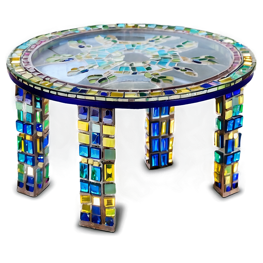 Glass Table With Mosaic Detailing Png 56