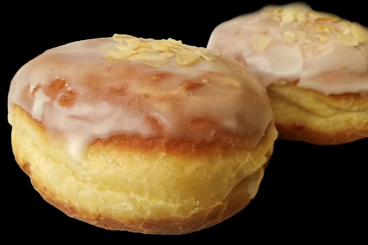 Glazed Almond Donuts Black Background